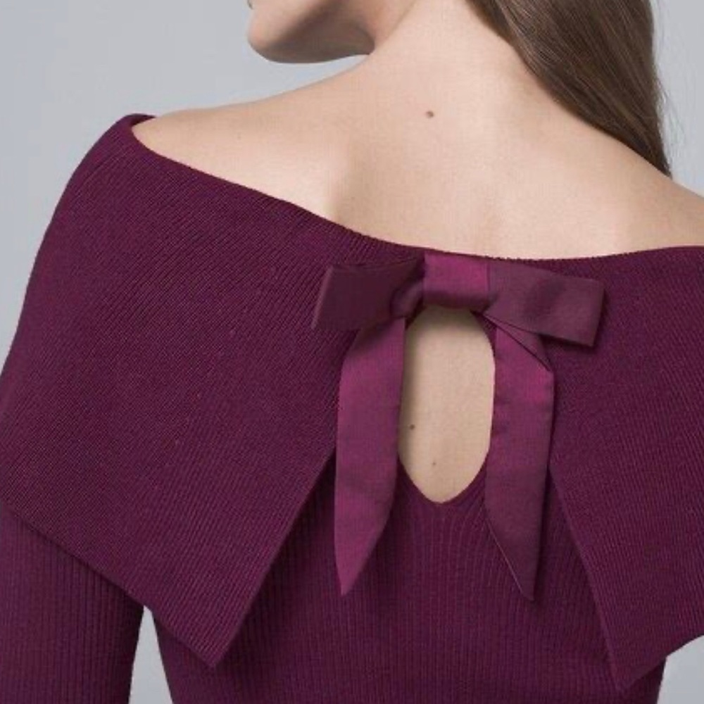 WHBM Off-Shoulder Sweater Navy Bow White House Black Market Big Bow Sexy Date - Picture 7 of 9